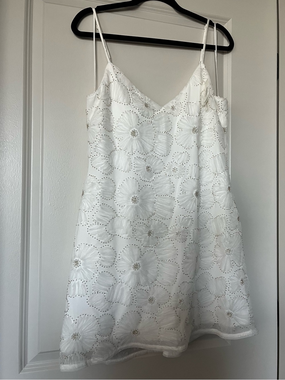 NWT White Beaded Floral Slip Dress - Picture 5 of 7